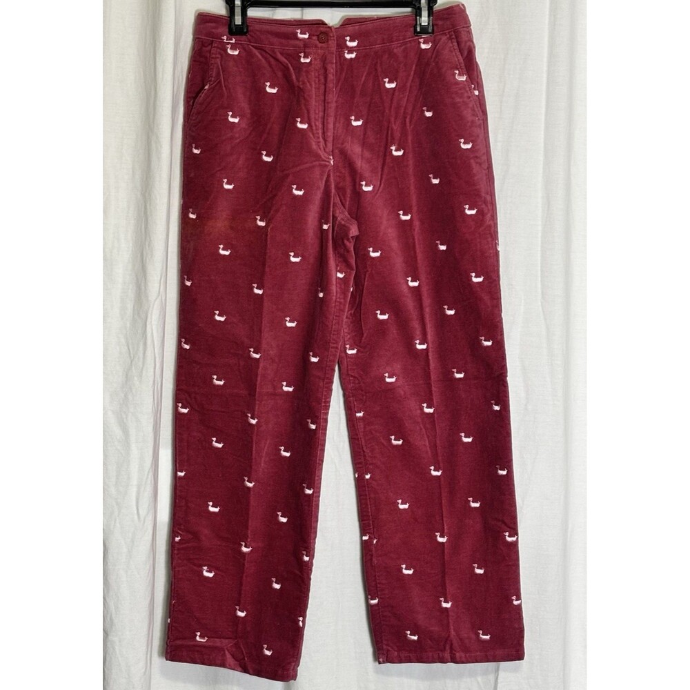 Duck Head Women's Rose Pink Velvet Corduroy Embroidered Duck 12 Petite Pants